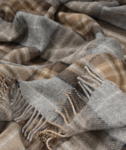 McKellar Tartan Highland Tweeds Wool Fluffy Throw - Made in England