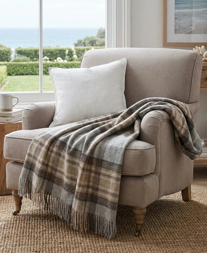 McKellar Tartan Highland Tweeds Wool Fluffy Throw - Made in England