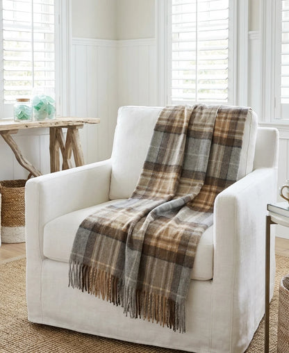 McKellar Tartan Highland Tweeds Wool Fluffy Throw - Made in England
