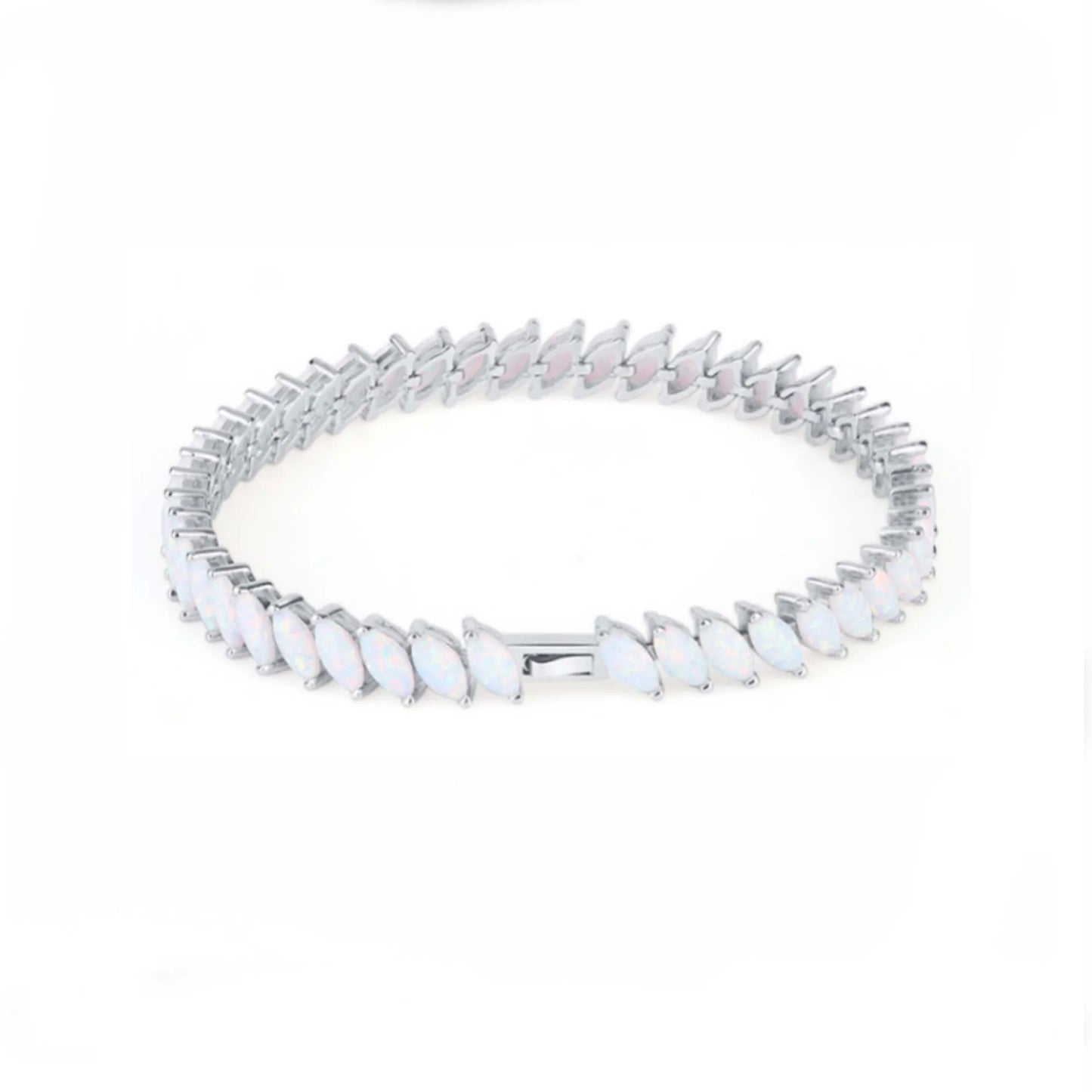 Lab Opal Sterling Silver Tennis Bracelet