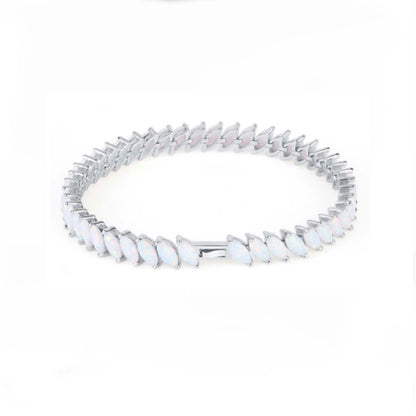 Lab Opal Sterling Silver Tennis Bracelet