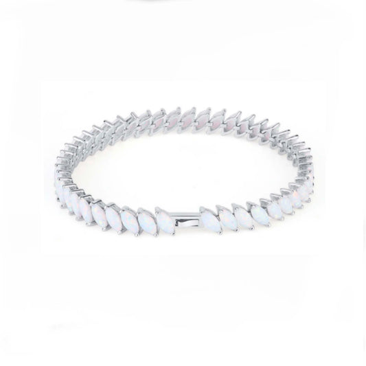 Lab Opal Sterling Silver Tennis Bracelet