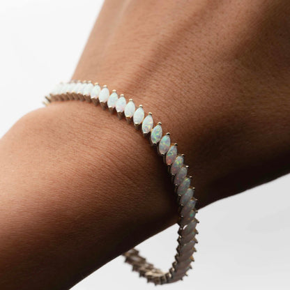Lab Opal Sterling Silver Tennis Bracelet