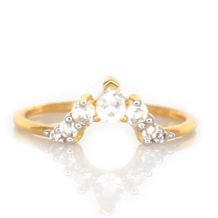 White Topaz Arc 18kt Gold Vermeil Ring - Size 7