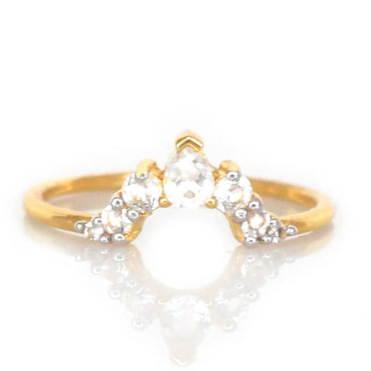 White Topaz Arc 18kt Gold Vermeil Ring - Size 7