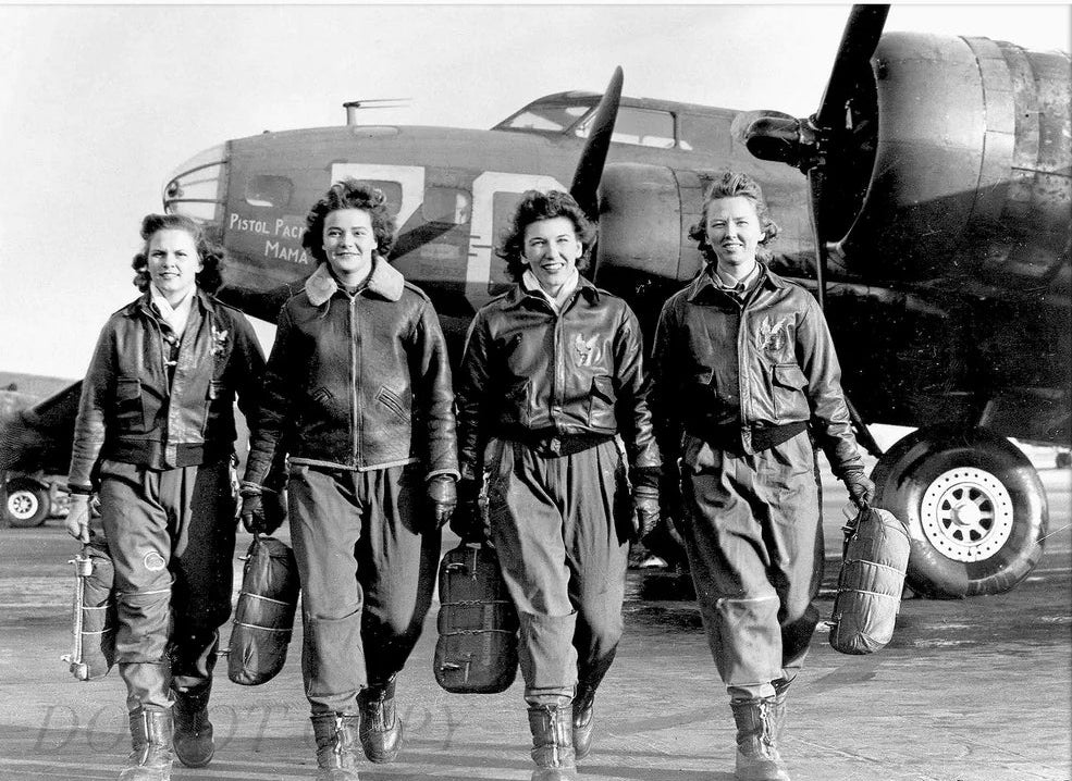 Women Airforce Service Pilots WWII & B-17 bomber "Pistol Packin' Mama" Framed Photo